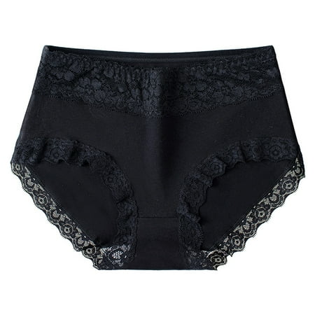 

iOPQO womens underwear Women s Breathable Cotton Medium Waist Underwear Briefs Seamless Traceless Underwear Black L