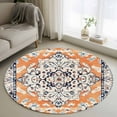 thumbnail image 2 of Orange Boho Large Area Rugs for Bedroom Living Room, Soft Non Slip Carpet Bedside Rug, Vintage Ethnic Tribe Abstract Art Round Floor Cover Kitchen Accent Rug 4' for Dining Room/Office, 2 of 9