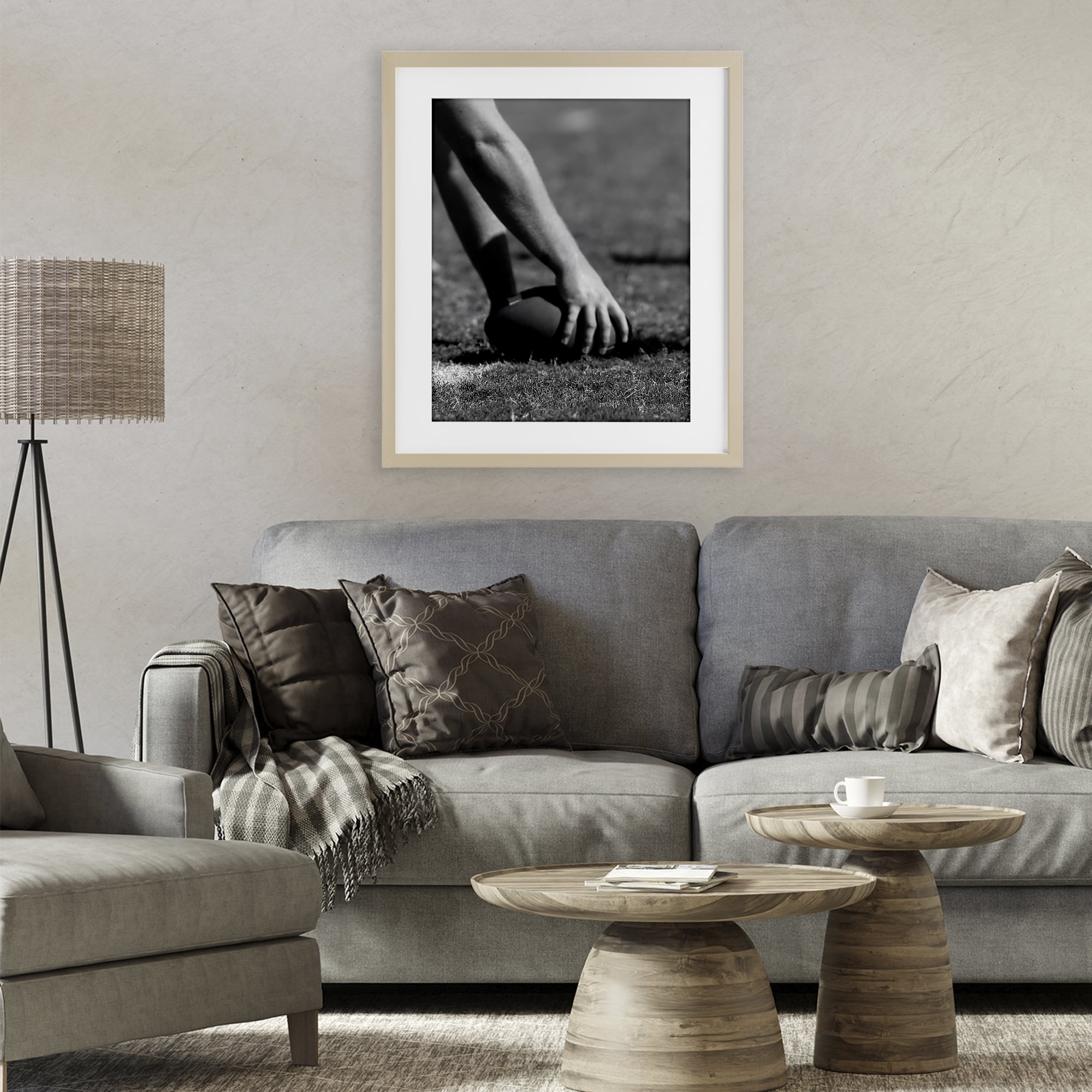 Stupell Industries Football Hike in Action Birch Framed Print Under Glass, design by Marcus Prime