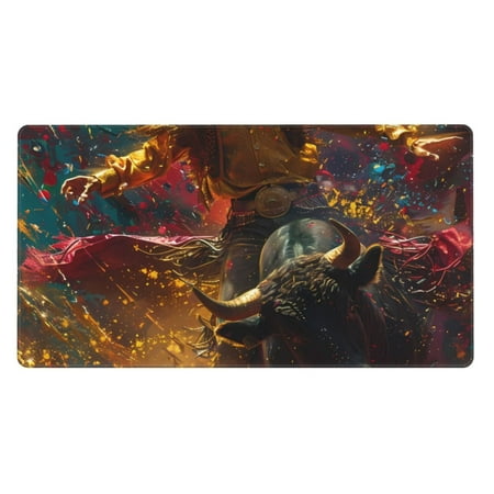 Salouo Colorful Bull Western Man Print Large Mouse Pad Extended Mat Desk Pad 3mm Thick Mice Pad Desk Mat Big Desk Pad for Work Game Office Home -16 x 29.5in