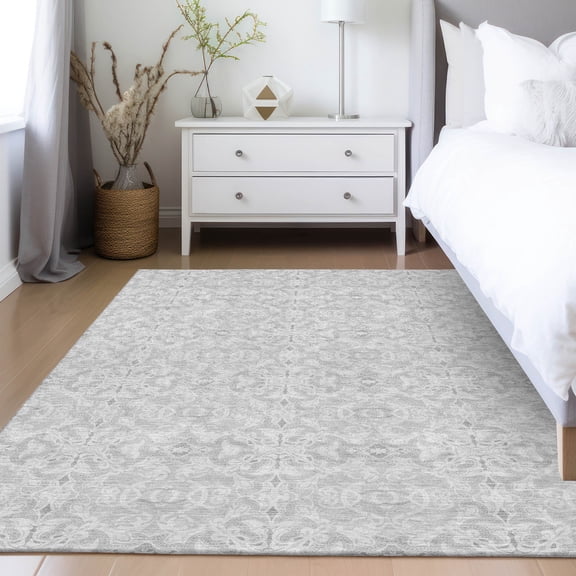 Addison Rugs Chantille Indoor/Outdoor Transitional Medallions Silver Washable Rectangle Rug, 8' x 10'
