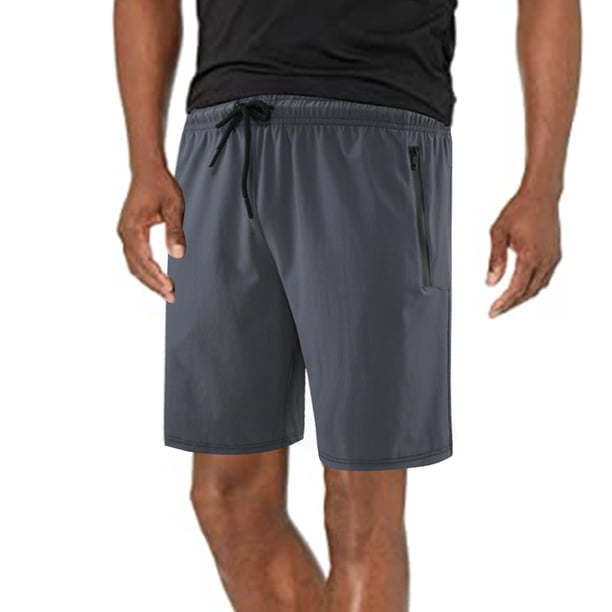 Pantalones cortos para correr para hombres con bolsillos con cremallera Pantalones cortos de entrenamiento atlético para gimnasio de secado rápido para hombres - Gris Zhivalor BST3009467-4