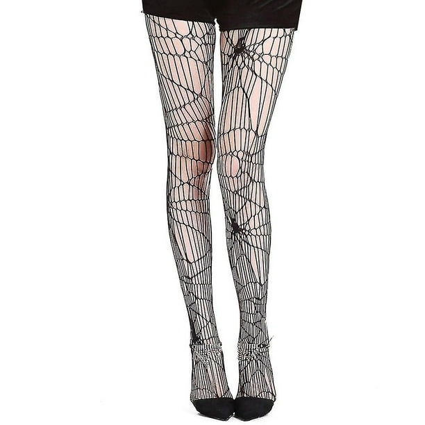 Halloween Spider Web Black Pantyhose Women Sexy Hollow Out Ripped Fishnet  Tights Sheer Mesh Witch Cosplay Stockings