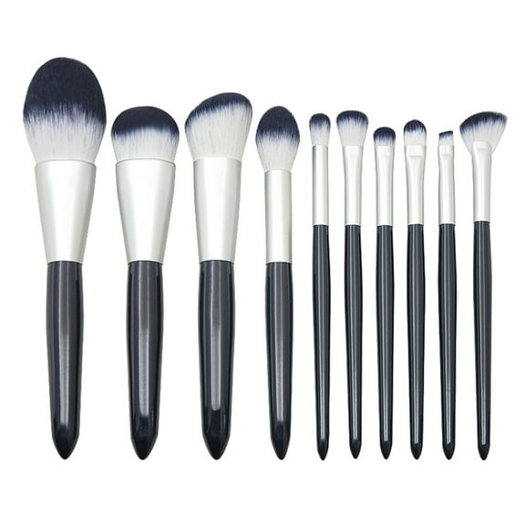 Dengmore 10 Cyan Wooden Handle Makeup Brush Set Loose Powder Brush And Eyebrow Brush
