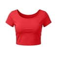 thumbnail image 2 of Crunowin Women’s Casual Crop Top, Soft Breathable Round Neck Short-Sleeve Summer Lightweight Tee Red Free Size, 2 of 6
