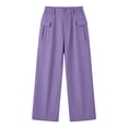 thumbnail image 7 of ZHYou No Boundarie Cargo Pants for Women High Waist Button Wide Leg Loose Fit Straight Casual Work Trousers with Multiple Pockets,Purple,Size M, 7 of 7