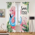 thumbnail image 2 of Summer Pink Flamingo Kitchen Curtains 84 Inch Length, Beach Tropical Palm Leaves Grommet Top Bedroom Living Room Curtains, Light Filtering Cafe Curtain Drapes 2 Panels Set 84''x84'', 2 of 9