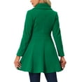 thumbnail image 3 of Abrigo largo de invierno INSPIRE CHIC para mujer, con solapa y doble botonadura, color verde, 3 of 6