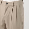 thumbnail image 6 of FINALGANG Mens Solid Color Pleated Slim Fit Chino Pants Mid Waisted Button Closure Casual Trousers For Business Casual Daily Wear Comfortable Bottoms, 6 of 9