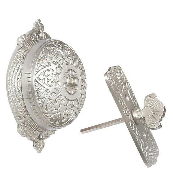 Shristy Hardware "Hosanna" Brass Manual Old Fashioned Door Bell – Vintage Twist Bell with Key Plate – Mechanical Doorbell for Home – (Pack of 1 Satin Nickel Finish) PT-2