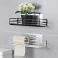 thumbnail image 7 of Small Storage Metal Holder Rack Wall Mounted Drill Free Shelf Rack Storage Wall Shelves for Bathroom Kitchen Space Saving, White, 7 of 7