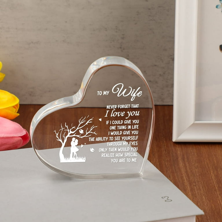 Milcier Gifts for Wife Christmas, Wife Gifts from Husband, Valentines Day  Gifts for Her Wife, 3.9x3.9 Inch Acrylic Keepsake to My Wife Anniversary