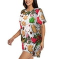 thumbnail image 2 of Bixox Women's Christmas Gingerbread Cookies Printed Pajama Set 2 Piece Lounge Set Top and Shorts Soft Pajamas, Shorts with Pockets, 2 of 7
