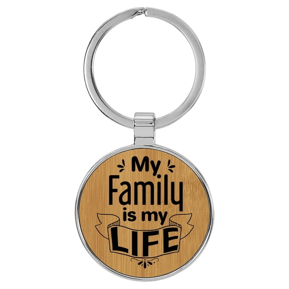 Enthoozies My Family is my Life Tan Laser Engraved Leatherette Keychain Backpack Pull - 1.5 x 3 Inches