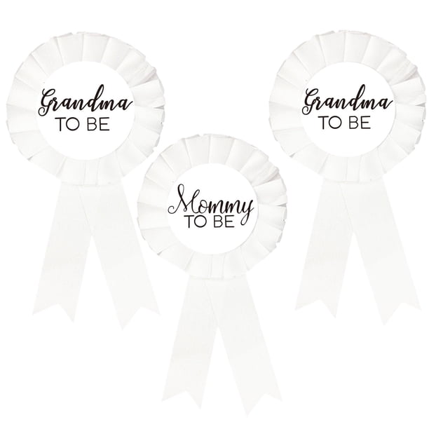 1 Pin de hojalata para mamá para ser, neutro, 2 insignias para abuelas futuras, botón de baby shower, regalos para nueva mamá, revelación de género, fiesta, niña o niño, botón de roseta blanca, celebr