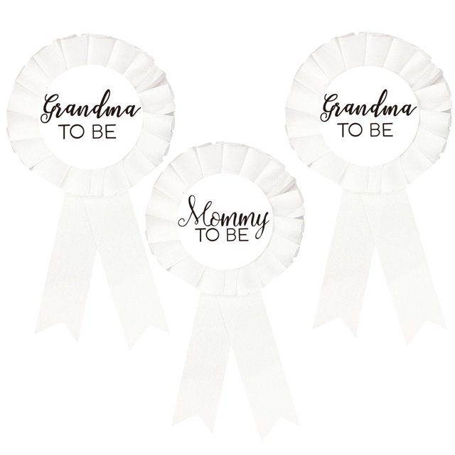 1 Pin de hojalata para mamá para ser, neutro, 2 insignias para abuelas futuras, botón de baby shower, regalos para nueva mamá, revelación de género, fiesta, niña o niño, botón de roseta blanca, celebr