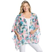 Woman Within Women's Plus Size Print Kimono Color: White Tropical Size: 5X