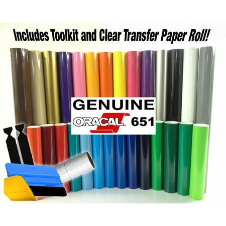 ORACAL 651 - 47 Rolls Vinyl Starter Kit Multi-Color Bundle for Silhouette, Cricut & Cameo + 3M Installation Toolkit & Clear Transfer