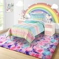 thumbnail image 2 of Softlife Soft Rainbow Area Rugs Fluffy Colorful Rugs Cute Floor Carpets Shaggy Playing Mat for Bedroom Home Decor,5'x8',Hot Pink, 2 of 7