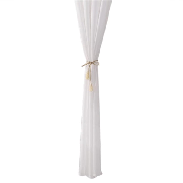 4 cortinas de tul de hilo blanco liso para ventana de sala de estar (1 x 2,5 m)