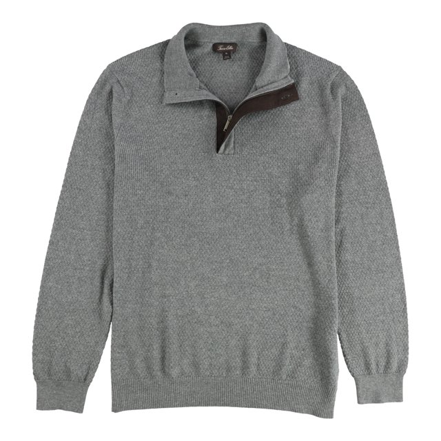 Tasso Elba Mens Mock Neck Quarter Zip Pullover Sweater stormyhthr XL