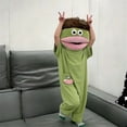 thumbnail image 2 of GrmtClth Full Face Big Mouth Monster One Piece Jumpsuit For Adults Cute Short Sleeve Pocket Loungewear Holiday Party Costume Green 2XL, 2 of 7