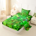 thumbnail image 2 of Erosebridal 3D Gaming Geometric Twin Sheet Sets For Kids Gamer,Pixelated Miners Gamer Bedding For Boys 3-Piece, 2 of 6