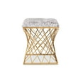 thumbnail image 3 of Baxton Studio Fiore Glam and Luxe Grey Crushed Velvet Fabric Upholstered Gold Finished Ottoman, 3 of 7