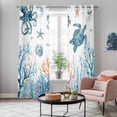 thumbnail image 6 of Kitchen Curtains 84 Inch Length 2 Panels, Blue Turtle Coastal Grommets Window Treatment Curtain, Octopus Summer Beach Coral Starfish Thermal Curtains Drapes for Living Room/Bathroom, 6 of 9
