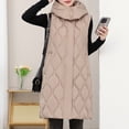 thumbnail image 2 of adviicd Women Long Puffer Vest: Fall Zip up Reversible Fleece Jacket 2025 Winter Warm Sleeveless Hooded Coat with Pockets (Khaki, M), 2 of 7