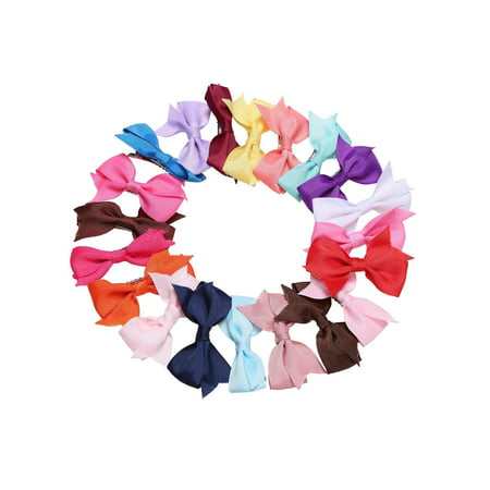 20 Colors Hair Clips  Kids Sides Accessories Alligator Clips Girls Bow Ribbon