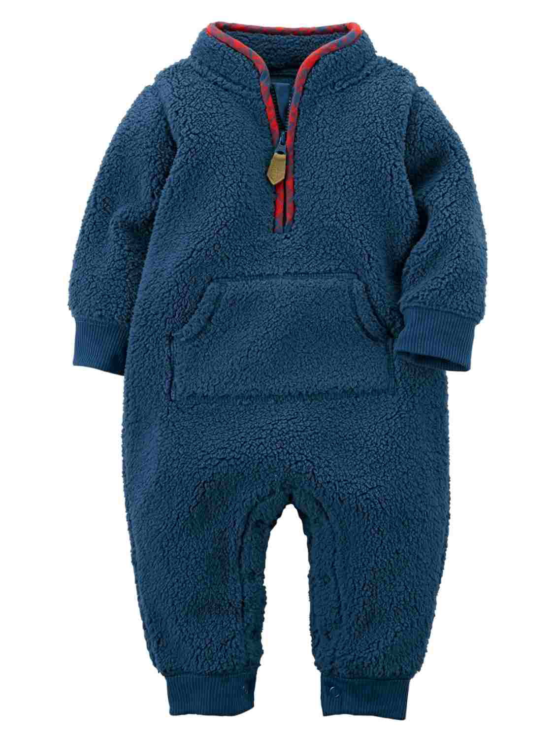 Carter's Carters Infant Boys Blue & Red Shepa Fleece Jumpsuit Coverall Baby Outfit 3m