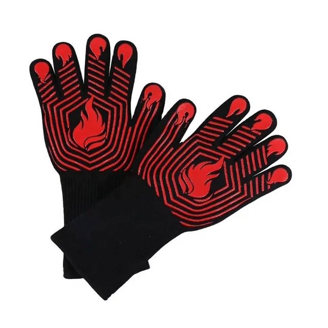 Guantes para barbacoa, guantes resistentes al calor de 1472 °F, guantes ignífugos, guantes para asar, guantes de silicona antideslizantes y lavables para horno, guantes de cocina para barbac