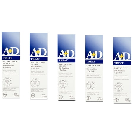5 Pack A+D Diaper Rash Cream with Aloe Diaper Rash Cream 4 Oz Each
