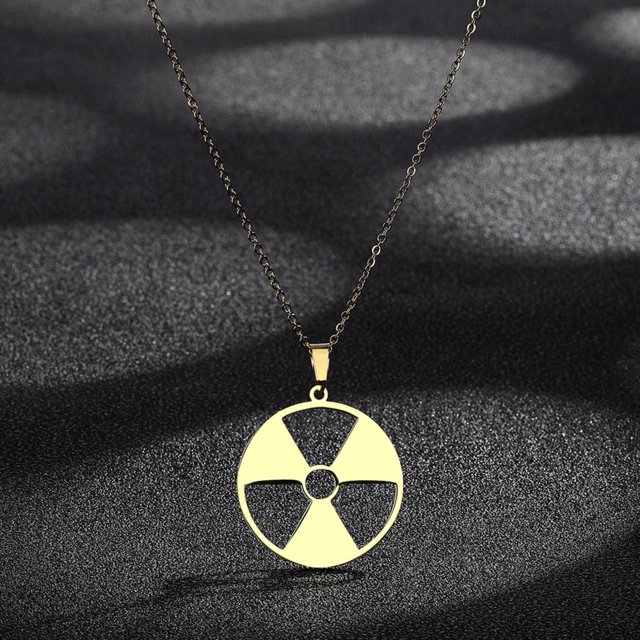 Feltree Collier en Acier Inoxydable avec Pendentif Danger Radioactif
