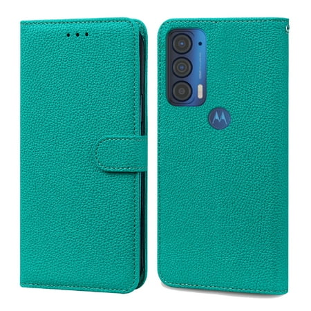 PU Leather Wallet Case for Motorola Moto G31 / G41, Kickstand Magnetic Flip Case with Card Slots for Women Girls, Wrist Strap Cover for Motorola Moto G31 / G41 6.4 Inch,Green
