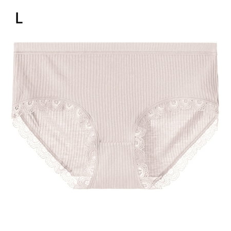 

Women Panties Girl Mid-waist Breathable Panty Sexy Lace Bowknot Briefs Underwear Pink XL
