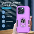 thumbnail image 6 of Compatible for Apple iPhone 15 Pro Case with Tempered Glass Screen Protector,Heavy-Duty Tough Rugged Phone Case Cover with Ring Holder Kickstand for iPhone 15 Pro (6.1", 2023) [Purple/Black], 6 of 13