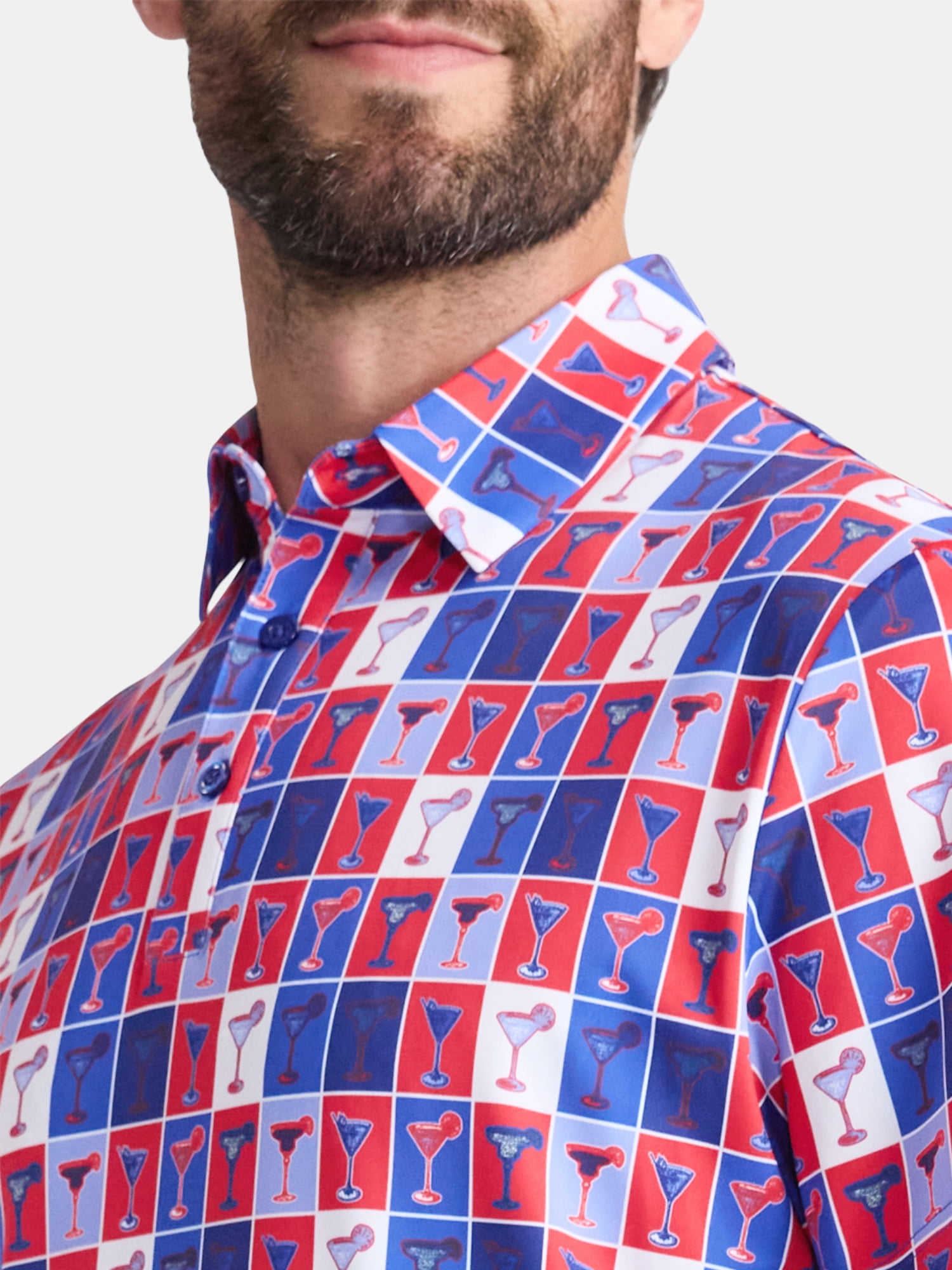 Birdie Bound Men's and Big & Tall Men's Cocktails Print Polo Golf Shirt, Sizes XS-4XLT