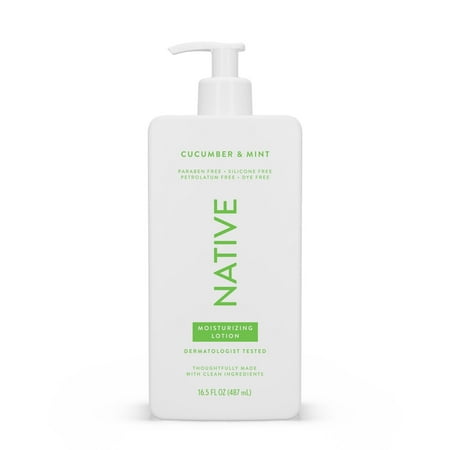 Native Moisturizing Hand & Body Lotion, Cucumber & Mint, Paraben Free, Silicone Free, for Women and Men, 16.5 fl oz