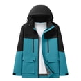 thumbnail image 2 of Color Block Jackets for Men Loose Casual Waterproof Windproof Warm Long Sleeve Jacket With Pockets And Detachable Hood Men's Fashion Warm Jackets, 2 of 5