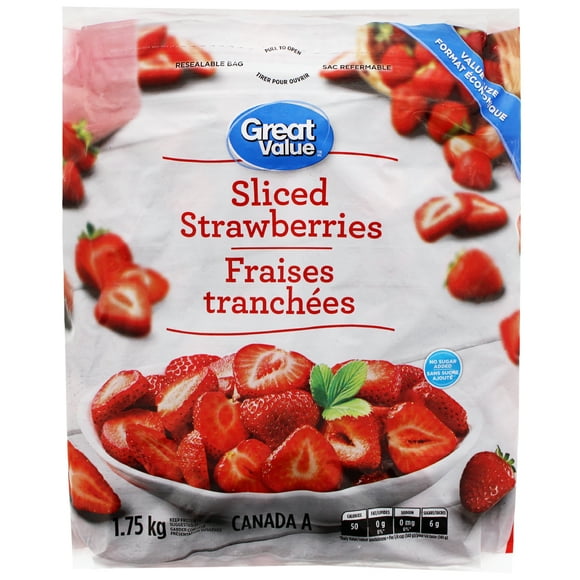 Surgelées fraises tranchées Great Value 1,75 kg