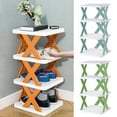 thumbnail image 2 of opvise Shoe Rack Easy Installation Free DIY Combination Stackable Save Space Hollow Out Store Shoes Great Load Bearing Widened Platform Shoe Organizer Household Stuffs Green Four Layer, 2 of 8