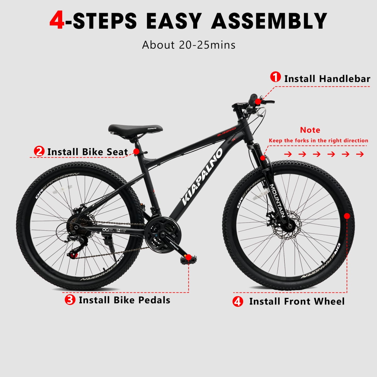 26 Inch All-Terrain Mountain Bike with Disc Brakes, 21-Speed Drivetrain, Steel Frame Front Suspension MTB for Men & Women, Trail Riding & Outdoor Cycling