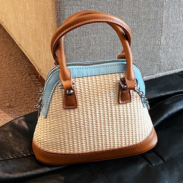 Bolsos tejidos a mano para mujer cadena de verano bolso tejido para mujer bolsos cruzados con costuras de PU FLhrweasw Nuevo