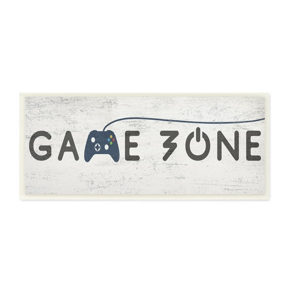 Stupell Industries Game Zone Video Gamer Phrase Rustic Blue Controller Beauty & Fashion Painting Unframed Art Print Wall Art, 7 x 17