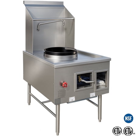 28" Commercial Wok Range with 16" Single Wok Hole & Waterfall Cooling | Natural Gas | 125,000 BTU Jet Burner, NSF