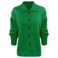 thumbnail image 4 of Rggeeun Oversized Cardigan Sweaters for Women Lightweight Cardigans Long Sleeve Ribbed Button Down Fall Knit Tops Lapel Collar Casual Outerwear Daily Wear Simple,Green,3XL, 4 of 5