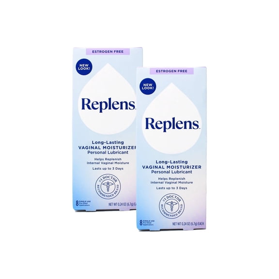 2 Pk Replens Long Lasting Vaginal Moisturizer 8 Prefilled Disposable Applicators