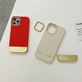 thumbnail image 3 of Case for iPhone 13 Pro,Electroplated Metal Gold Three-Stage Splicing, Simple and Luxurious Appearance, A Variety of Colors are Available, Soft TPU Phone Case for iPhone 13 Pro,Red, 3 of 7